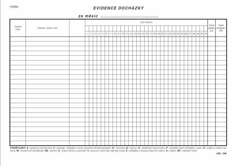 Fotografie Evidence docházky A4/246