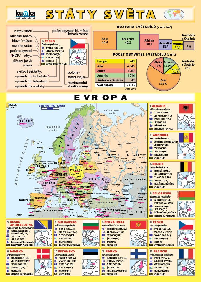 Tabulka skládačka A5 Státy světa