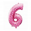 Fóliový balónek "Číslo 6", růžový se srdíčky, 61 cm KK