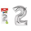 Balónek č. 2 nafukovací fóliový 75 cm - stříbrný 8000163