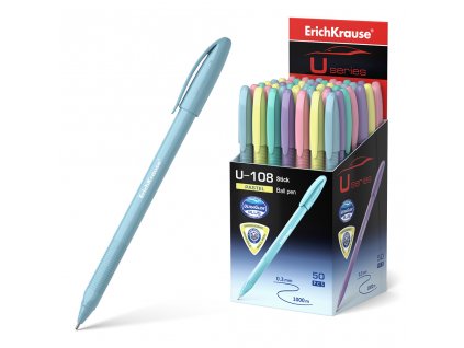 BALENÍ 50 ks: Kuličkové pero ErichKrause® U-108 Pastel Stick 1.0, Ultra Glide Technology, barva inkoustu: modrá