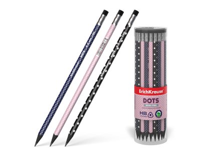 BALENÍ 42 ks: Grafitová tužka ErichKrause Dots, trojúhelníková, s gumou, PL, HB