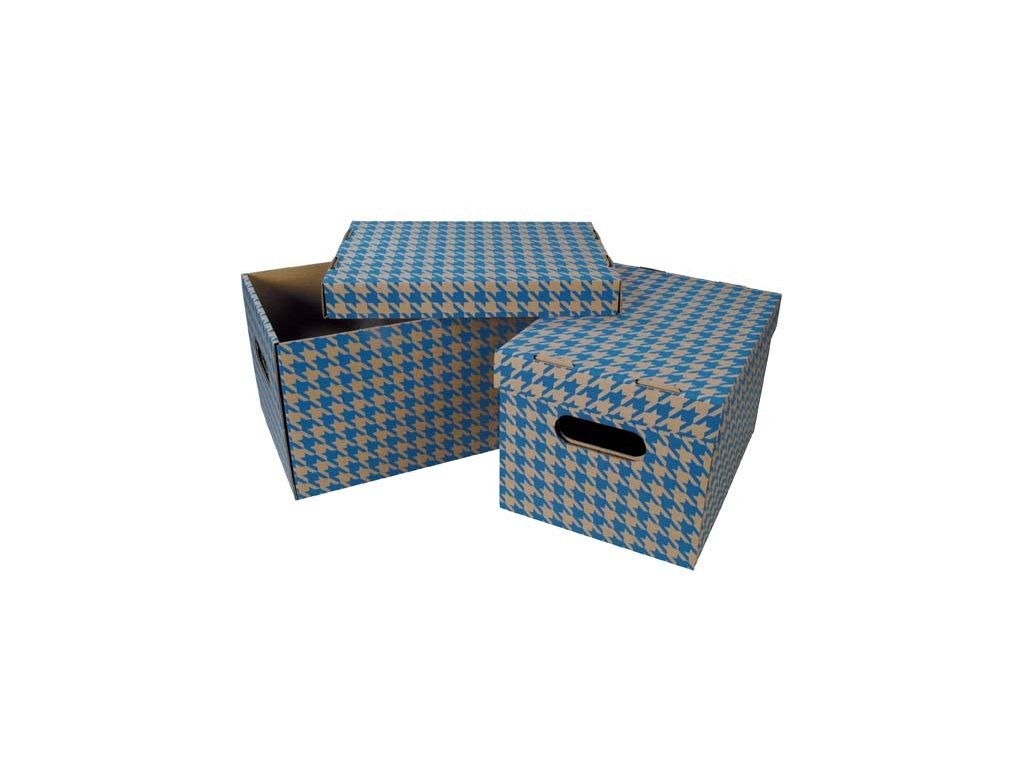 Krabice úložná s víkem - modrá / A4 / 30 x 22,5 x 20 cm/bal 2ks