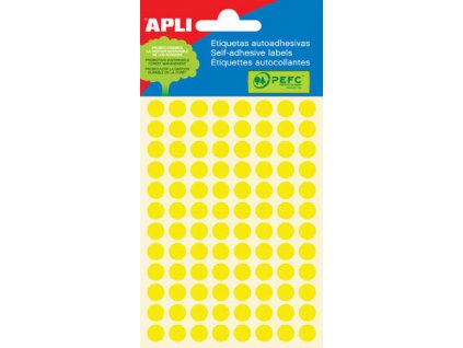Samolepicí kolečka APLI barevná - ? 8 mm / 288 etiket / žlutá