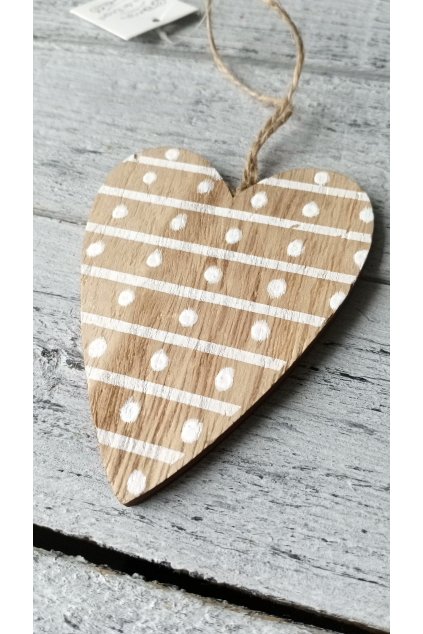 Závěsné srdce s proužky a puntíky