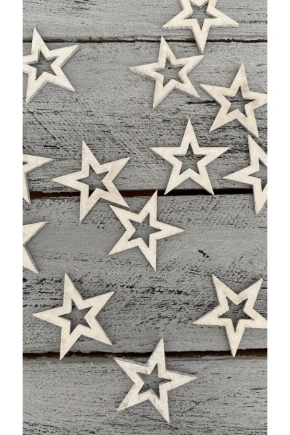 Bílá dřevěná hvězdička.  Rozměr 4 cm5C766B06 9016 489B BF12 36A561DD1D86