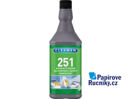 Cleamen 251 ruční mytí nádobí koncentrát, bez parfémů a barviv 1 l