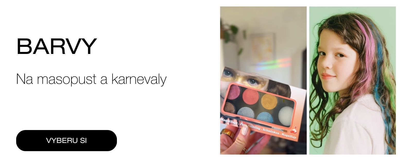 Masopust a karneval barvy na obličej a křídy na vlasy