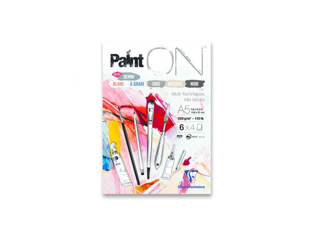 Blok Clairefontaine Paint on Mix Colors A5, 24 listů, 250g