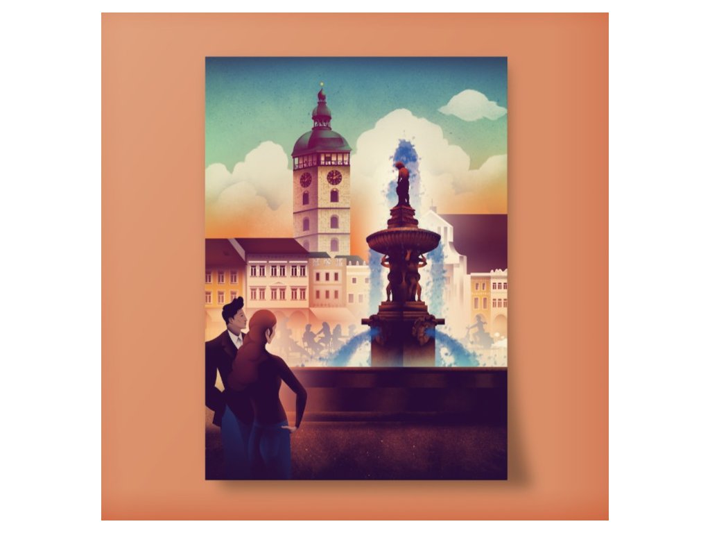 Plakát Budějovice - vintage 50x70 cm - Tomski&Polanski