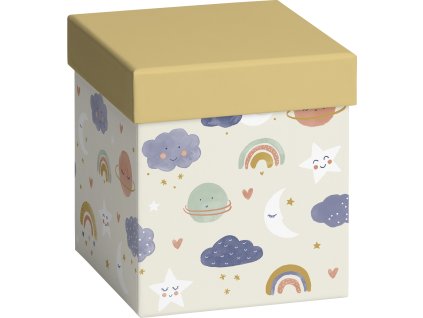 Dárková krabička CUBE 11x11x12cm, Obloha s obláčky