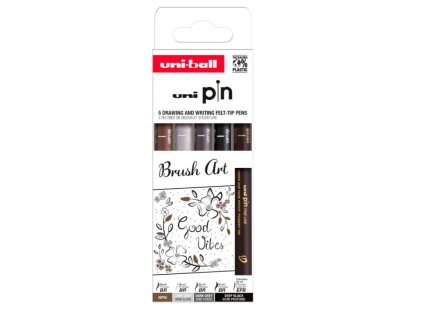 UNI PIN Brush Art sada 5 kusů linerů, mix barev