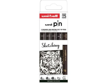 UNI PIN Sketching sada 5 kusů linerů, černý