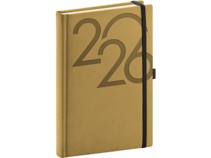 NOTIQUE Denní diář Ajax 2026, zlatý, 15 x 21 cm