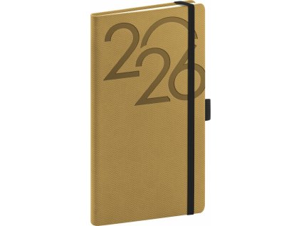 NOTIQUE Kapesní diář Ajax 2026, zlatý, 9 x 15,5 cm