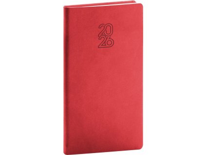 NOTIQUE Kapesní diář Aprint 2026, červený, 9 x 15,5 cm