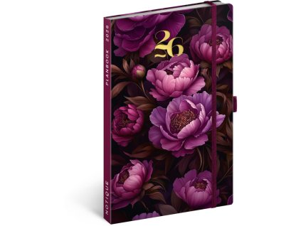 NOTIQUE Planbook diář/notes Fialové květy 2026, 13 x 21 cm