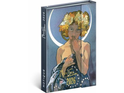 NOTIQUE Týdenní magnetický diář Alfons Mucha 2026, 11 x 16 cm