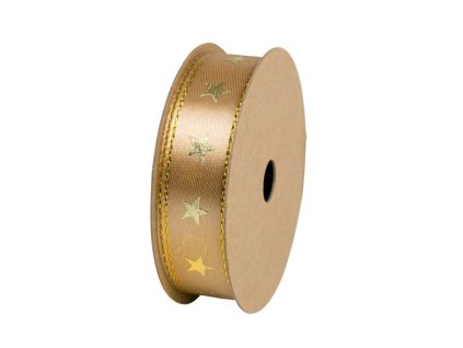 STEWO Dárková stuha saténová Hvězdičky béžové 15mm 15x3m