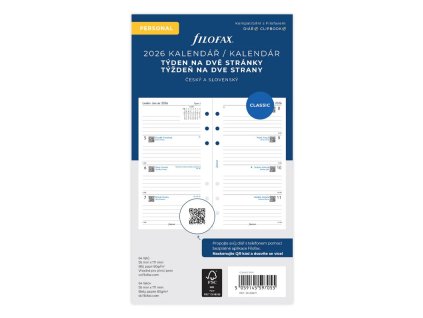 FILOFAX kalendář 2026 osobní, týden/2 str.