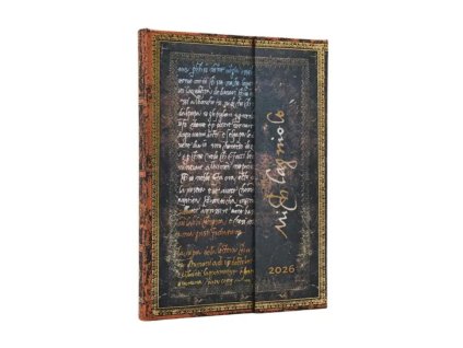 2026 Paperblanks diář  12 / Michelangelo, Handwriting / Midi / Vertical