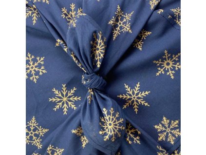 Šátek na balení dárků Furoshiki, jednostranný, S - 35x35 cm, vzor Midnight snowflakes - FabRap