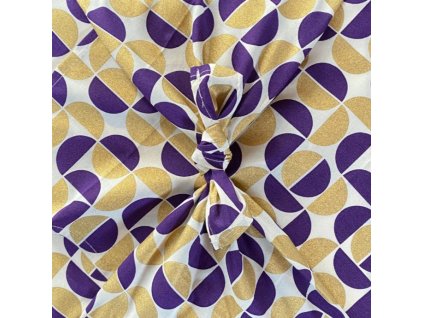 Šátek na balení dárků Furoshiki, jednostranný, L - 75x75 cm, vzor Gold Moons - FabRap