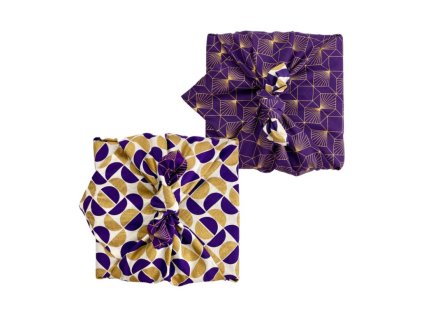 Šátek na balení dárků Furoshiki, oboustranný, S - 35x35 cm, vzor Diamonds & Moons - FabRap