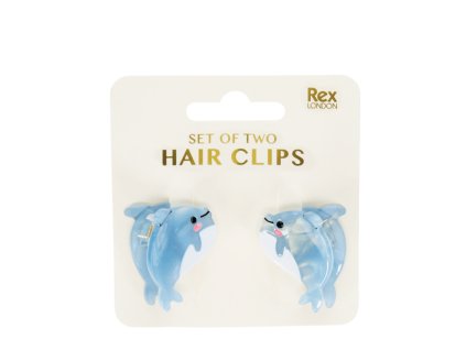 Mini skřipce do vlasů (2 ks) delfíni Rex London