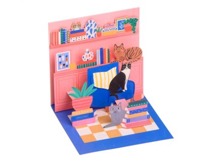 Přání 3D Ohh Deer Cat Book Nook