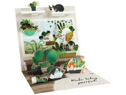 Pop-up 3D přání Cats in plants