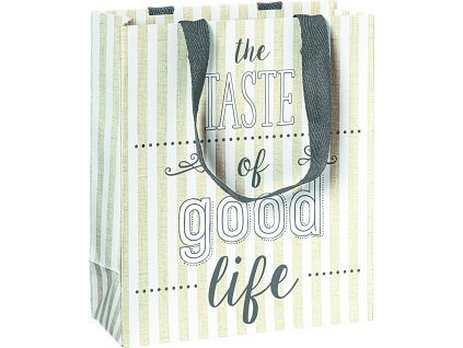 Dárková taška 18x8x21cm A5+, Chuť života.., krémová