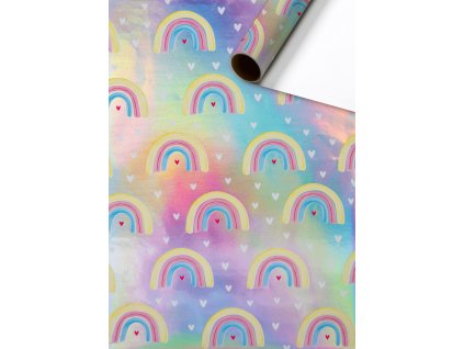 Dárkový papír role 70x150cm, Barevná duha akvarel