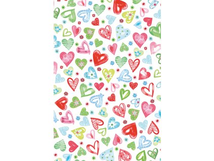 Dárkový papír role 70x200cm, Barevná srdíčka