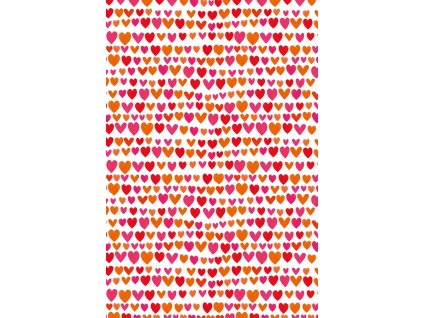 Dárkový papír role 70x200cm, Srdíčka oranžová