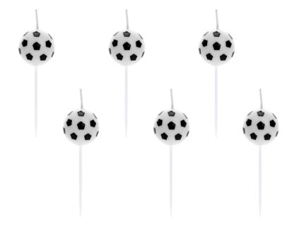Dortové svíčky Fotbalový míč, 6ks - PartyDeco