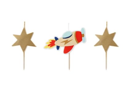 Narozeninové svíčky Letadlo (3ks), 4,5x5cm - PartyDeco