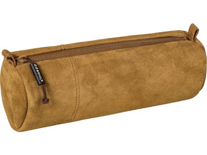 Pouzdro na tužky a pastelky 22x8cm, Hnědý semiš