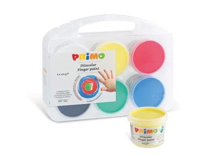 Prstové barvy PRIMO, sada x 100g, kelímky, PP box