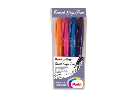 Sada štětcových fixů 15-4COL Brush sign pen - Pentel