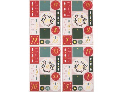 Samolepky na adventní kalendář s čísly 1-24 a obrázky