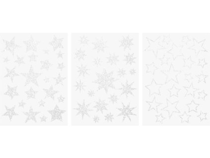Samolepky na okna a dveře, Hvězdy, transparentní, 3 archy