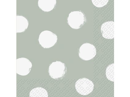 Ubrousky 33x33cm, 20ks, Velké puntíky na šedé