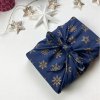 Šátek na balení dárků Furoshiki, jednostranný, S - 35x35 cm, vzor Midnight snowflakes - FabRap