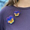 Vyšívaná brož Botanopia Pansies - 2 ks macešky