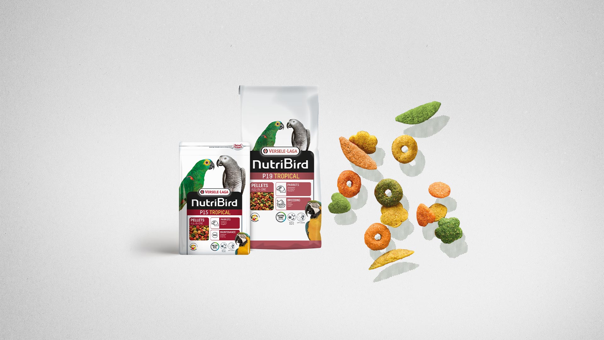 Krmení papoušků granulemi Versele-Laga NutriBird
