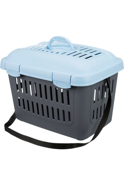 Transportní box MIDI CAPRI s popruhem, 44x33x32cm (max. 5kg), světle šedá/tyrkysová