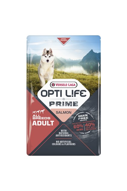 VERSELE-LAGA OPTI LIFE PRIME - všechna plemena BEZ OBILOVIN s lososem 12,5kg