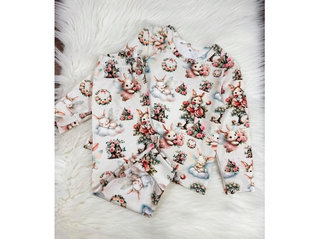 Bavlnené pyžamko pre dievčatká zajačik