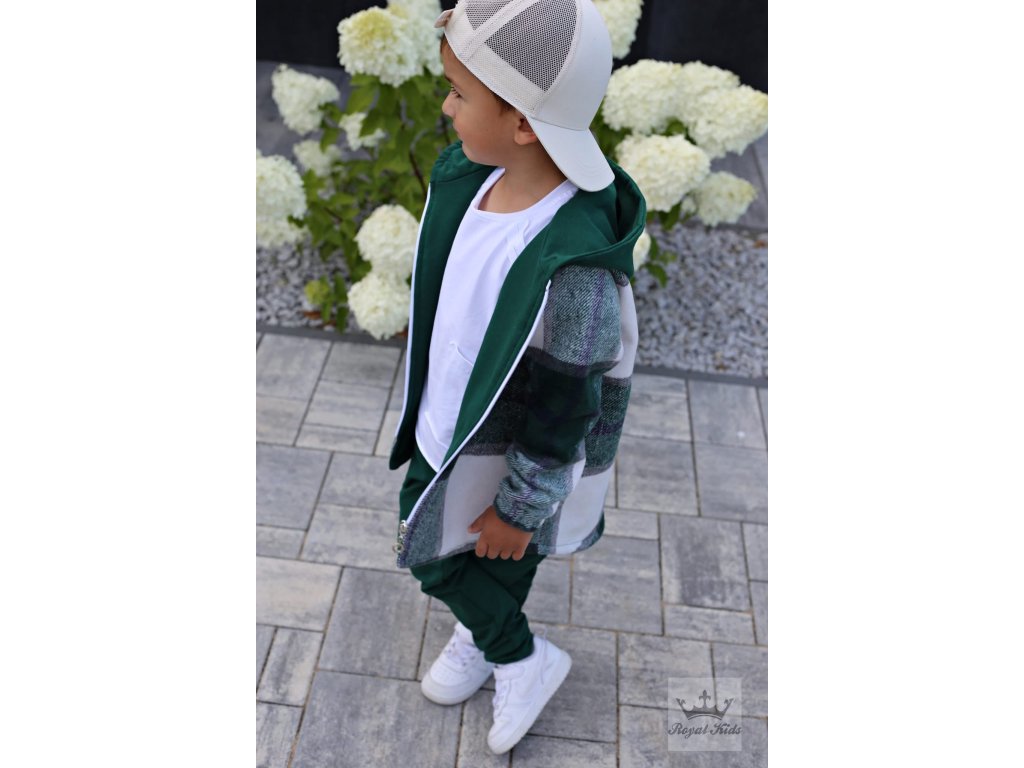 Káro-bundička s kapučňou prechodná green